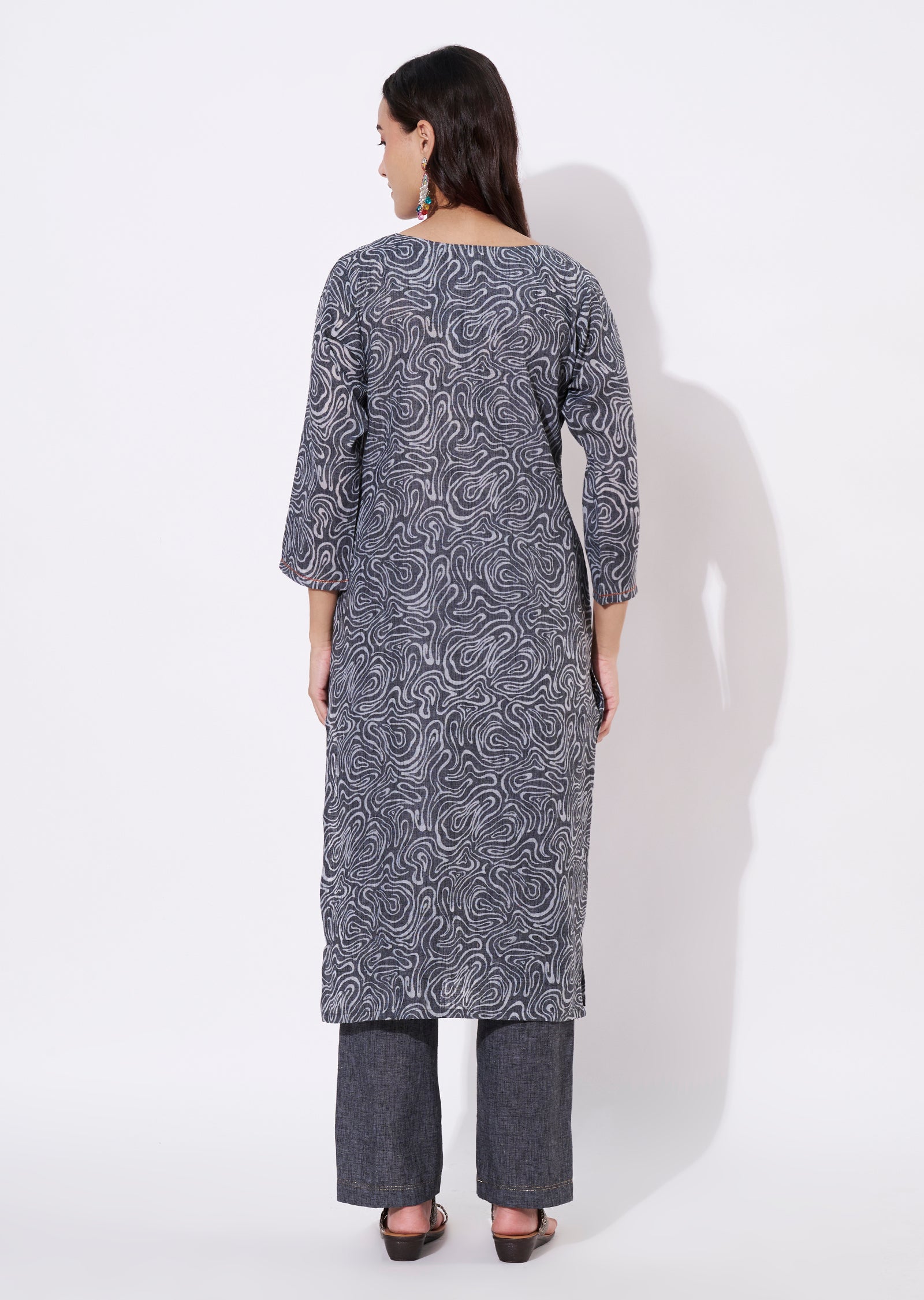 Dark Grey Cotton Straight cut set