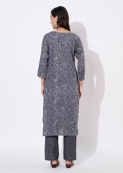 Dark Grey Cotton Straight cut set