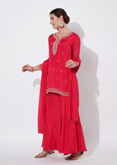 Pink Chinnon Sharara Set