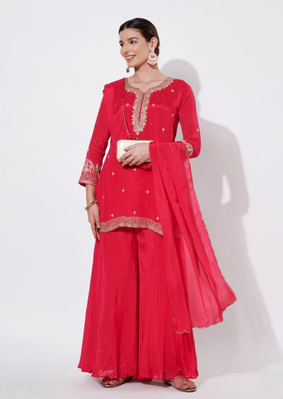 Pink Chinnon Sharara Set