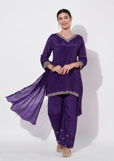 Purple Chinnon Straight cut suit