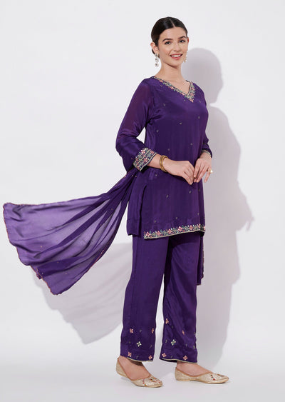 Purple Chinnon Straight cut suit