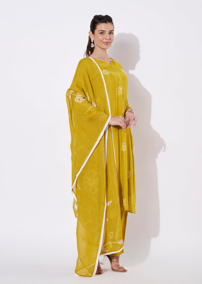 Yellow Silk Straight cut suit