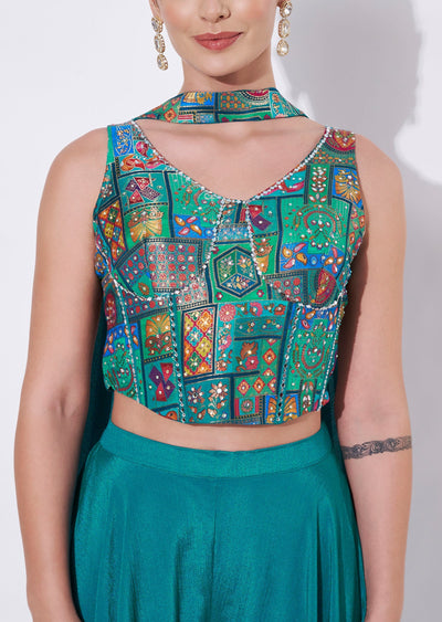 Rama green Silk Lehenga Set