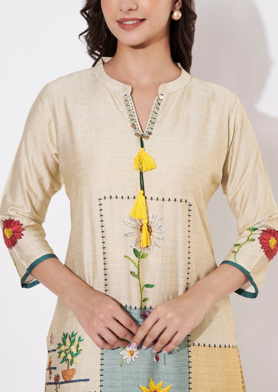Beige Gold Kurti set