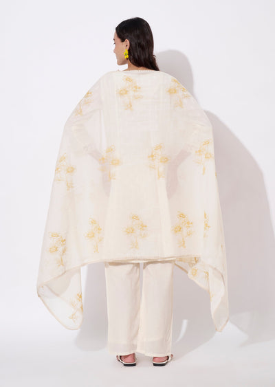 Off White Cotton Anarkali Suit