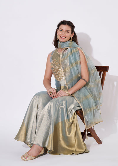 Two toned blue Tissue Sharara