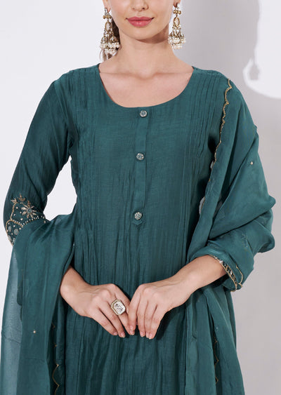 Dusty Green Silk Anarkali Suit