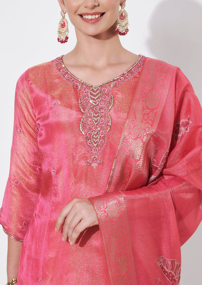 Pink Tissue Straight cut suit