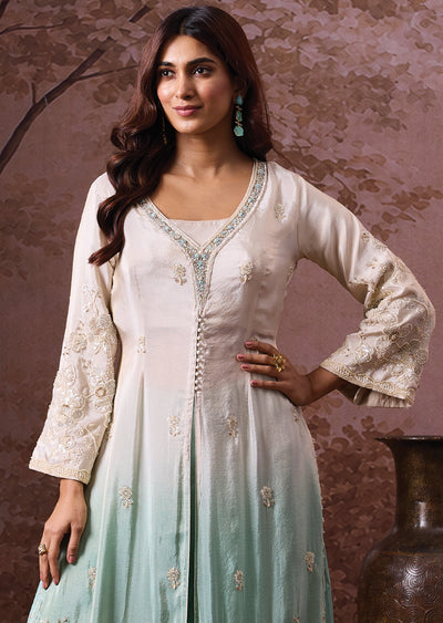 Cream Tissue Indowestern Set