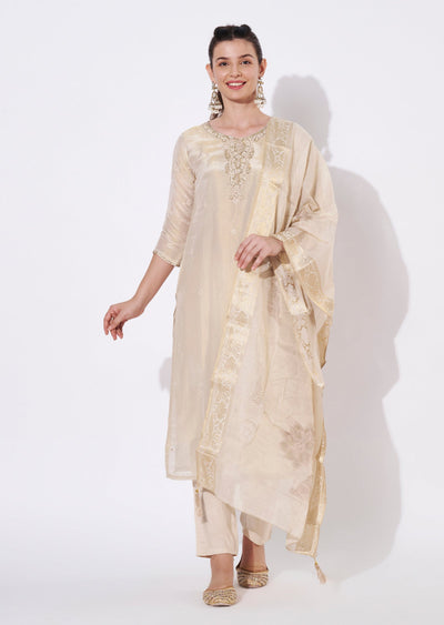 Cream Tissue Straight cut suit