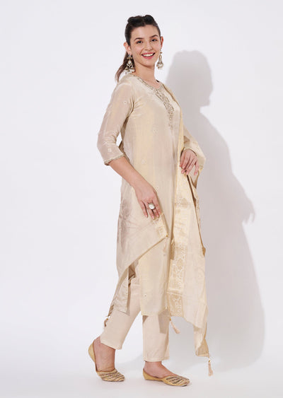 Cream Tissue Straight cut suit