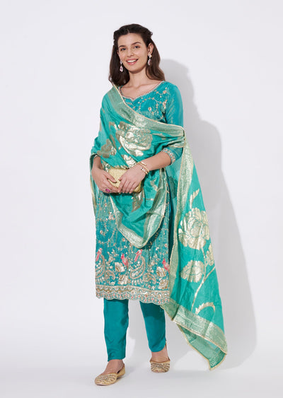 Dusty Green Tissue Straight cut suit