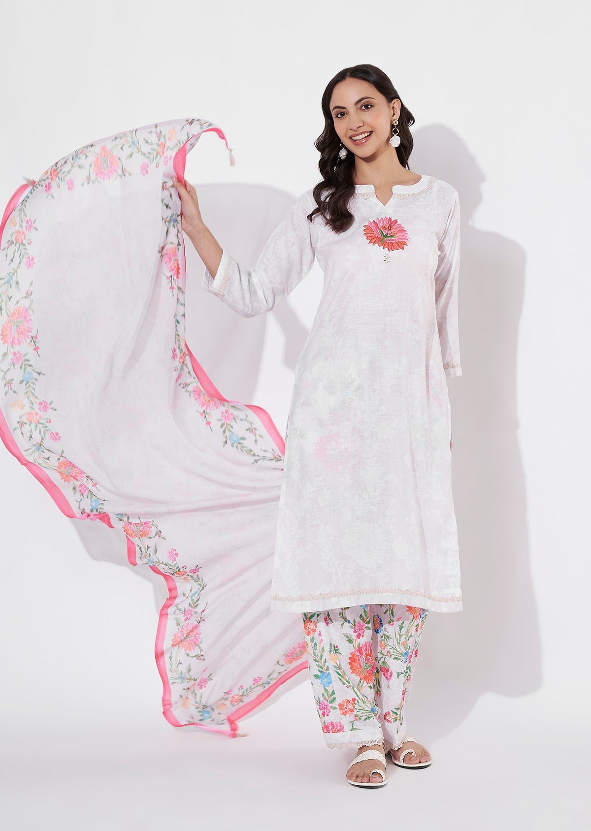Beige Linen Cotton Straight cut suit