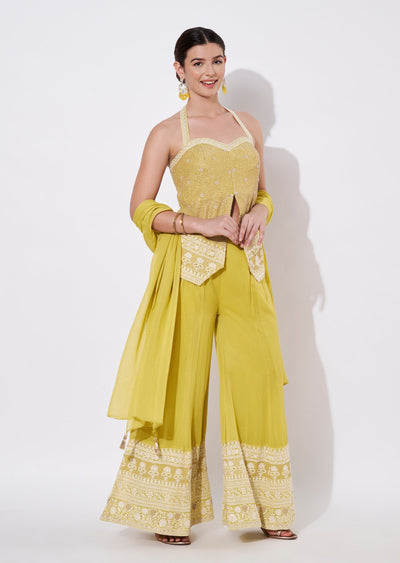 Light Green Silk Sharara Set