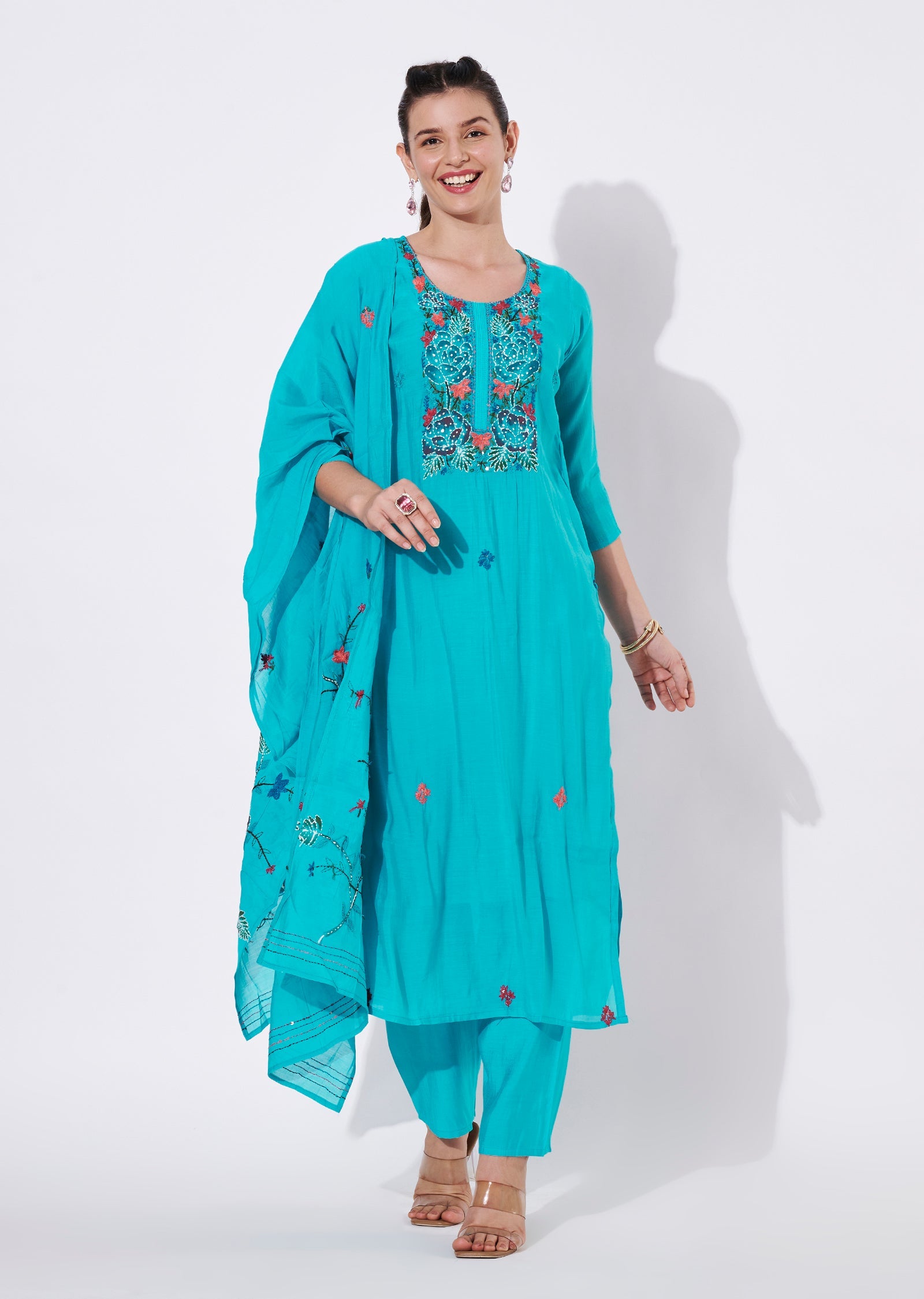 Rama Blue Silk Straight cut suit