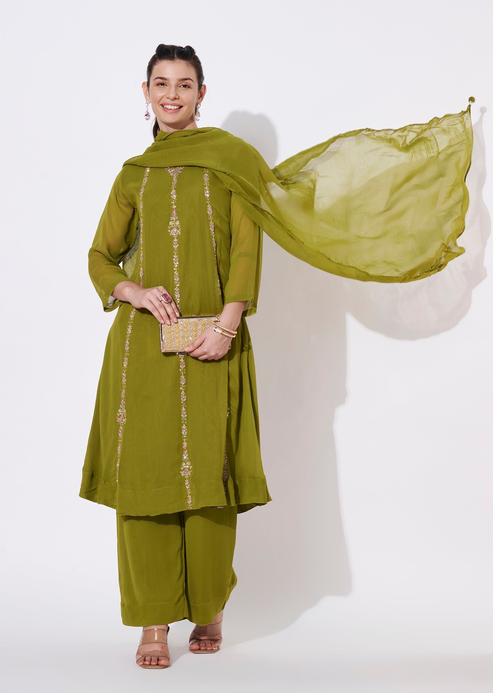 Mehndi Green Georgette Anarkali Suit