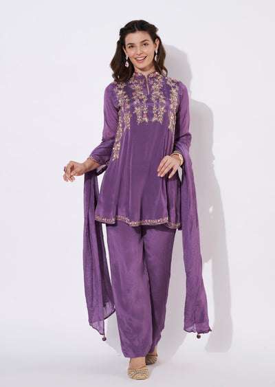 Lavender Chinnon Straight cut suit