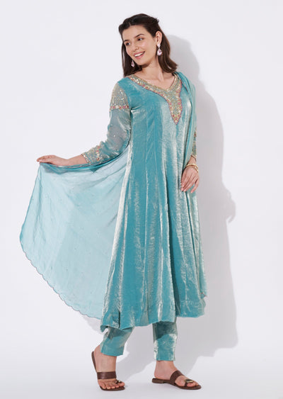 Dusty Green Jimmy Choo Anarkali Suit