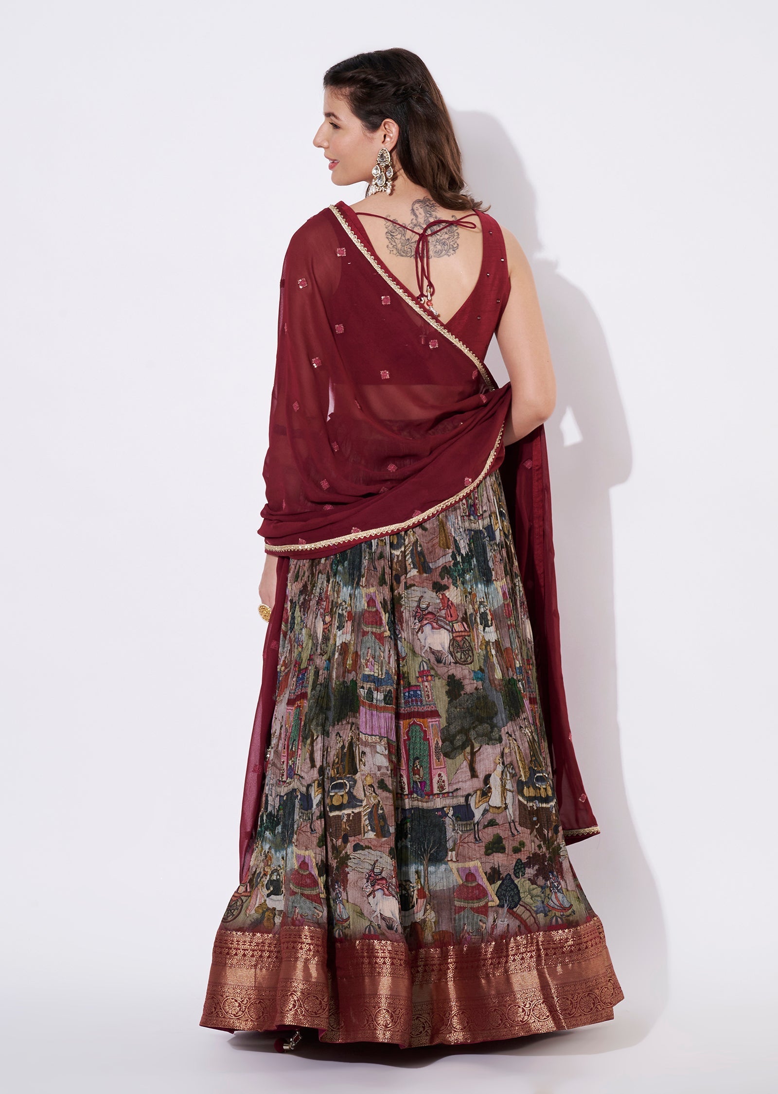Maroon Silk Lehenga Set
