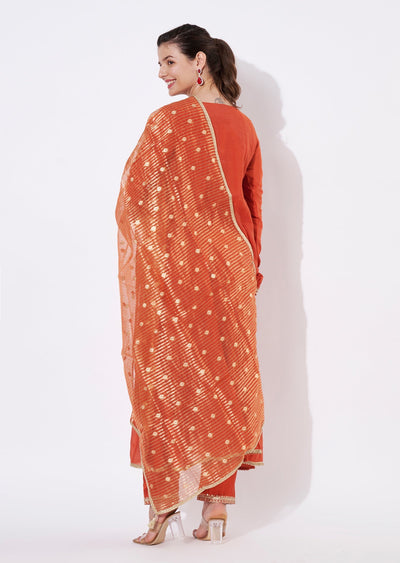 Rust Silk Anarkali Suit