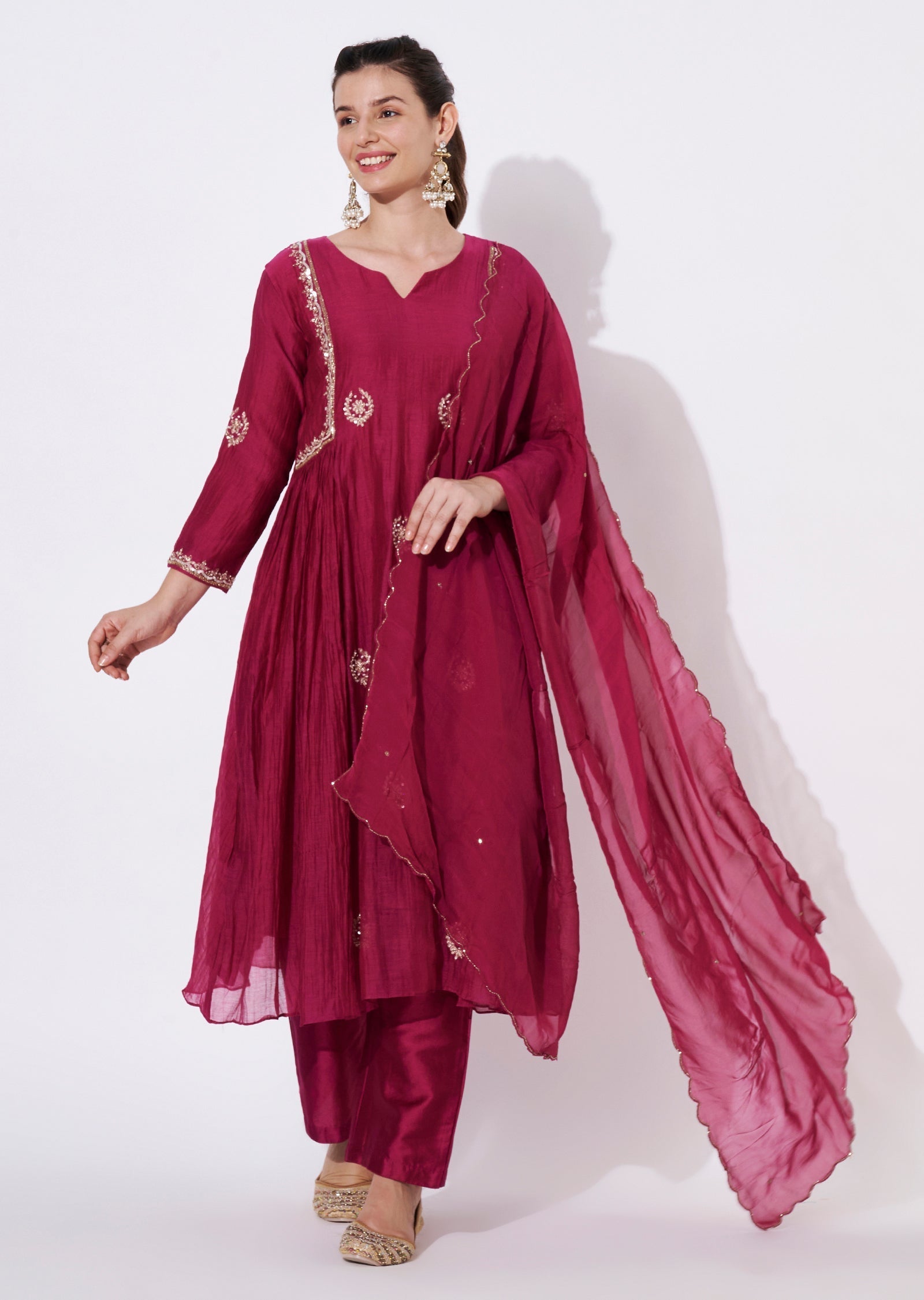 Magenta Silk Anarkali Suit