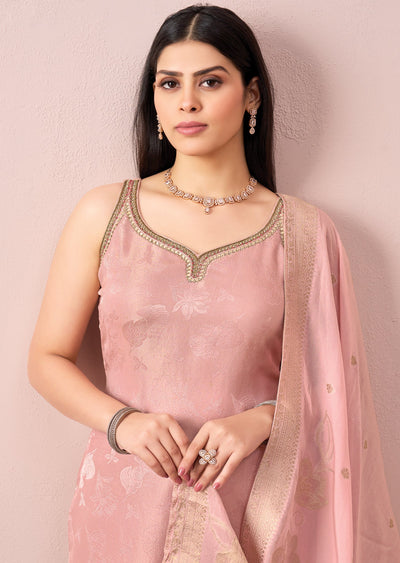 Peach Tissue Straight cut Suit
