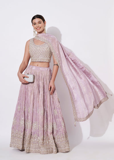 Lavender Tissue Lehenga Set