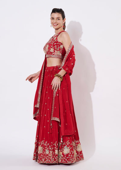 Rust Silk Lehenga Set