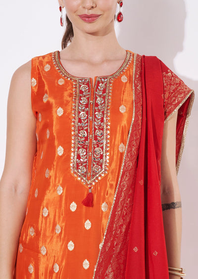 Orange Chinnon Straight cut suit