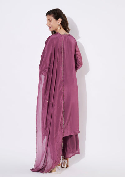 Mauve Chinnon Straight cut Suit