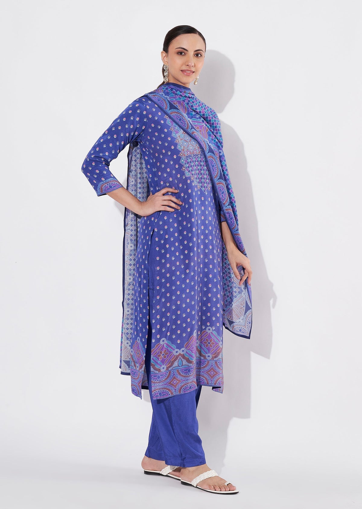 Ink Blue Muslin Straight cut suit
