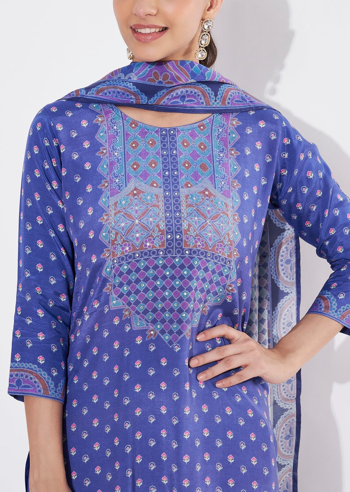 Ink Blue Muslin Straight cut suit