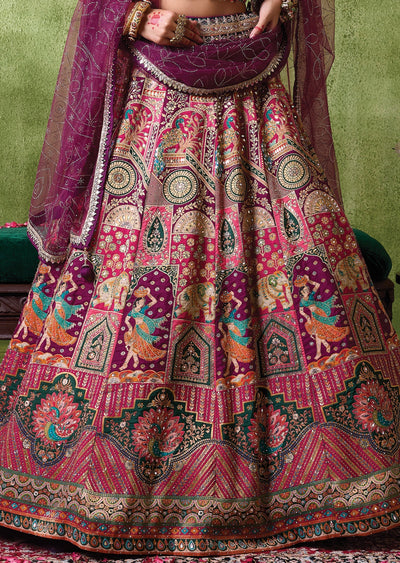 Wine Silk Lehenga Set