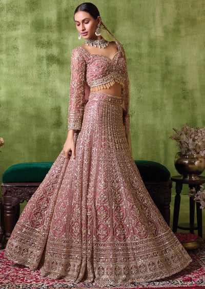 Onion Pink Net Lehenga Set