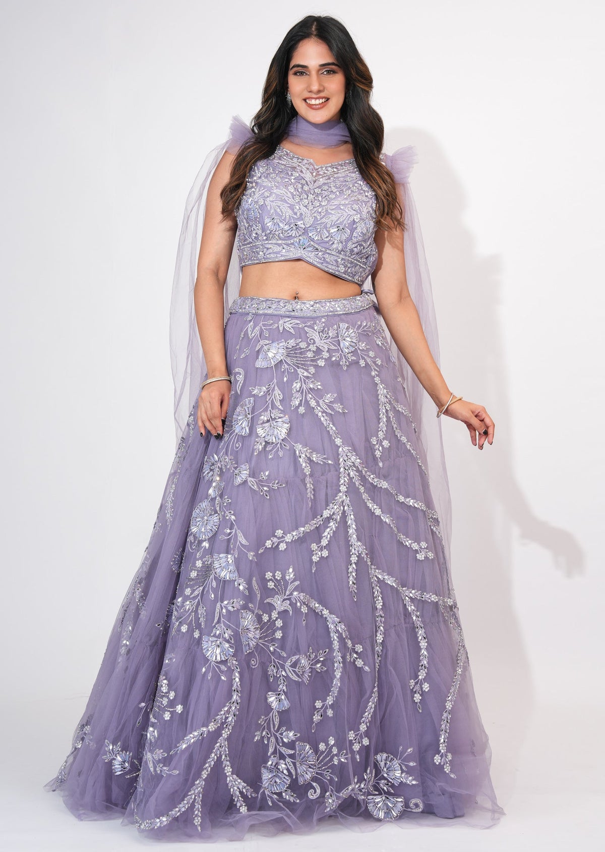 Mauve Net Crop top Set