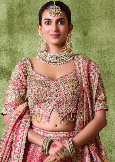 Red Tissue Lehenga Set