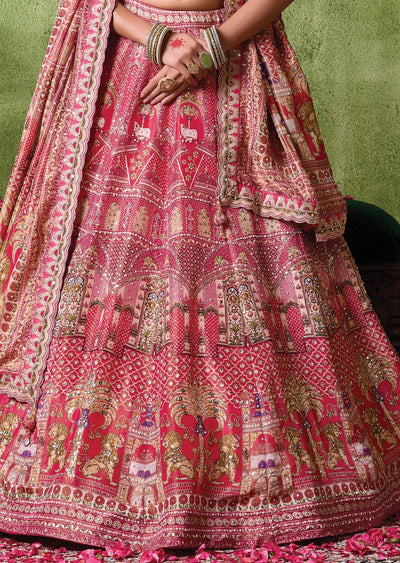 Red Tissue Lehenga Set