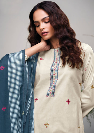 Cream Cotton Straight cut suit