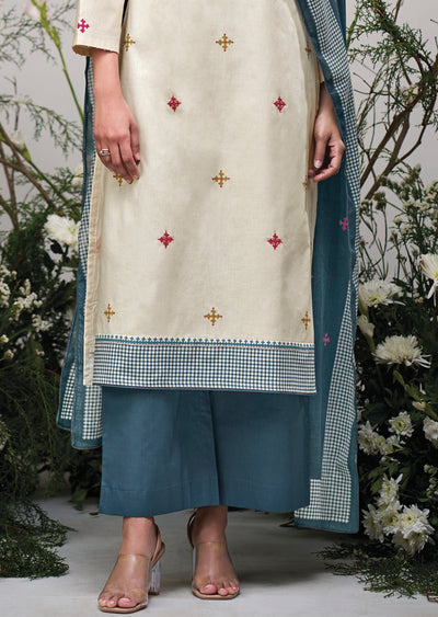 Cream Cotton Straight cut suit