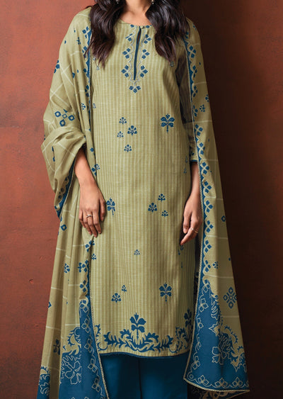 Green Cotton Straight cut suit