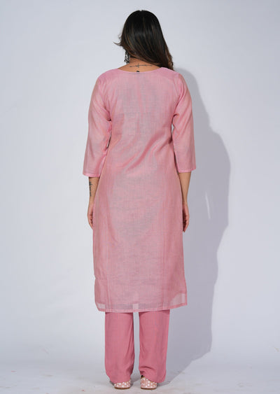 Light Pink Jute Straight cut suit