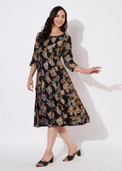 Black Gold Frock Kurti