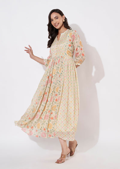 Beige Chinnon Long kurti