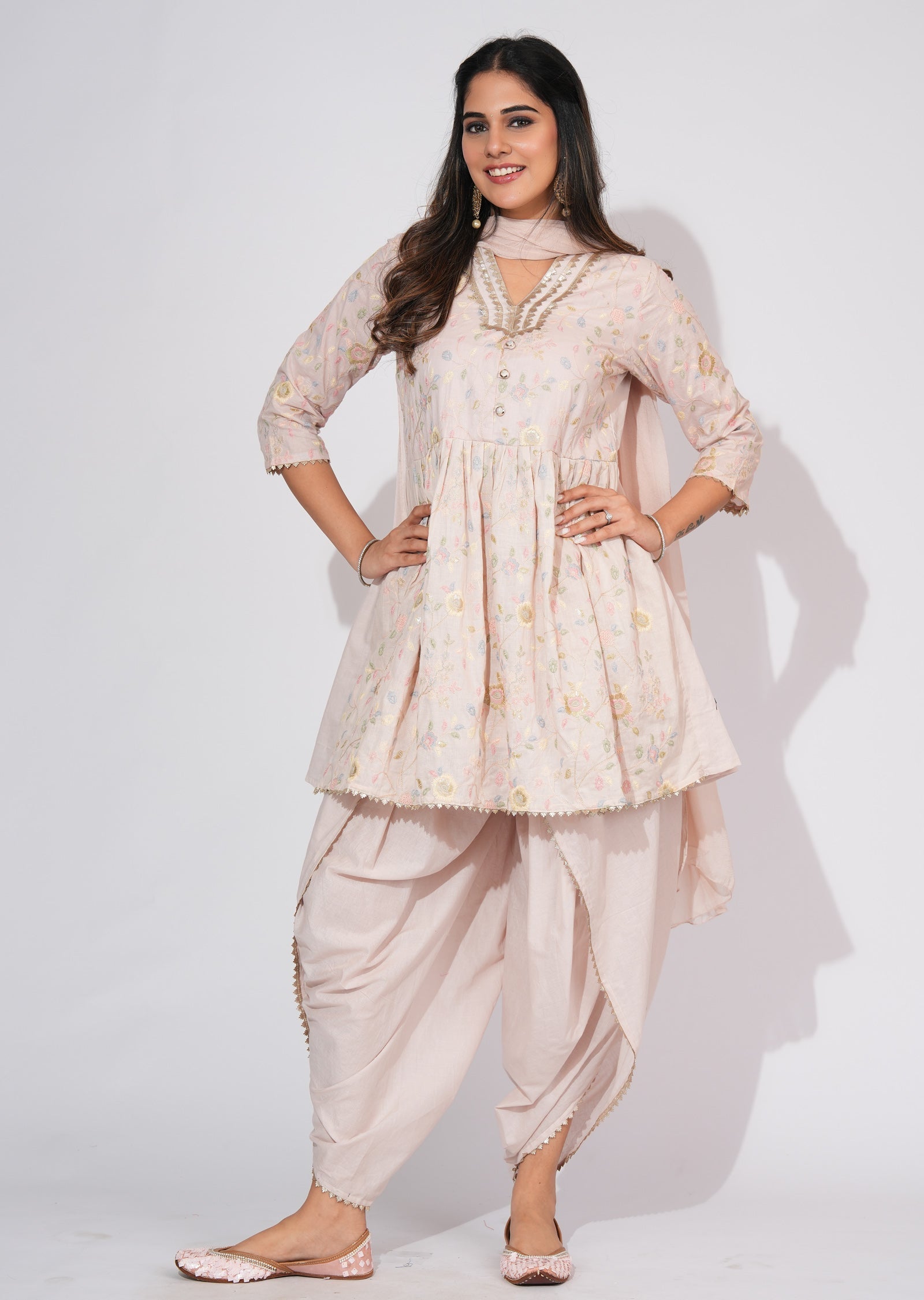 Short kali with dhoti pants suit
