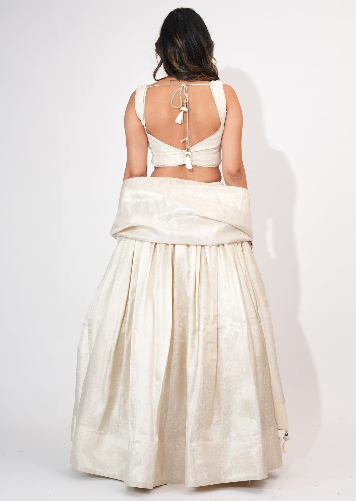 Cream Tissue Crop top Set