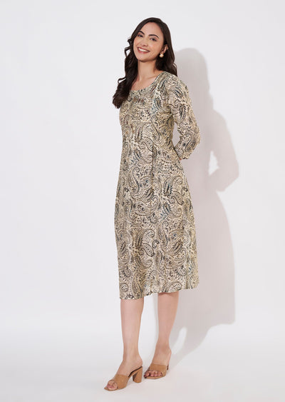 Beige Muslin Frock kurti