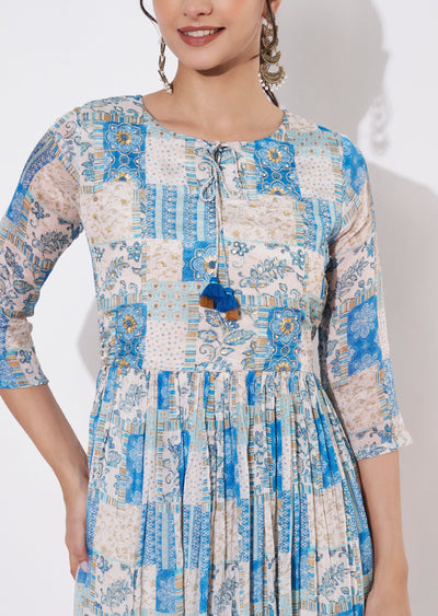Light Blue Chinnon Long kurti