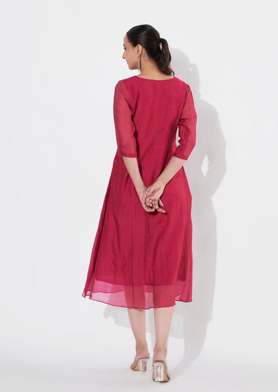 Rani Pink Chanderi Frock style kurti