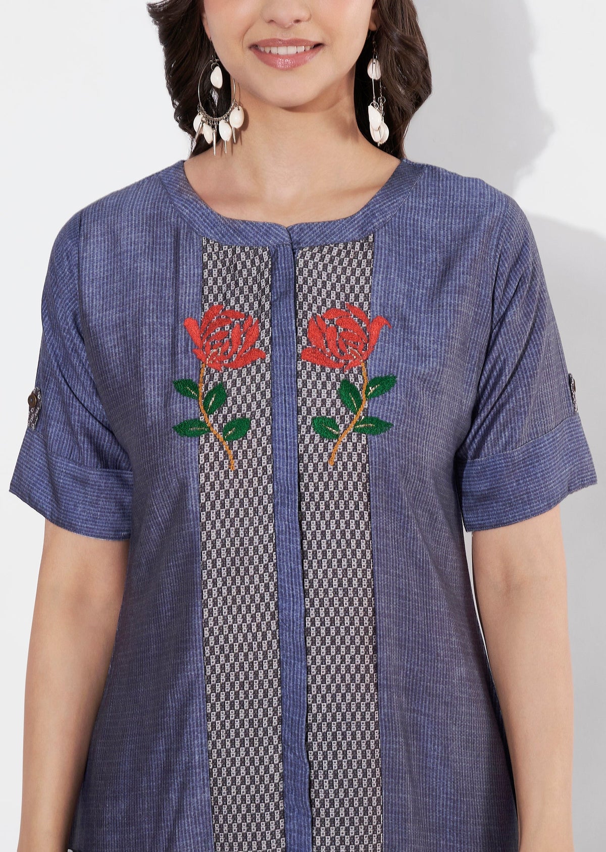 Grey Gold Straight cut Kurti set